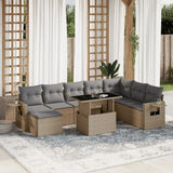 vidaXL 9-delige Loungeset met kussens poly rattan zwart