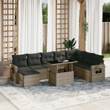 vidaXL 9-delige Loungeset met kussens poly rattan zwart