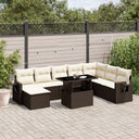 vidaXL 9-delige Loungeset met kussens poly rattan zwart