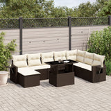 vidaXL 9-delige Loungeset met kussens poly rattan zwart