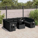 vidaXL 10-Piece Lounge Set with Cushions Poly Rattan Black