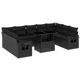 vidaXL 10-Piece Lounge Set with Cushions Poly Rattan Black