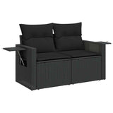 vidaXL 10-Piece Lounge Set with Cushions Poly Rattan Black