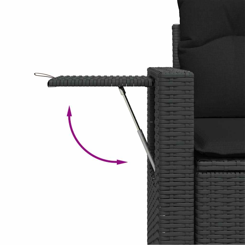 vidaXL 10-Piece Lounge Set with Cushions Poly Rattan Black