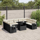 vidaXL 10-Piece Lounge Set with Cushions Poly Rattan Black
