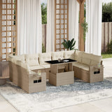 vidaXL 10-Piece Lounge Set with Cushions Poly Rattan Black