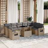 vidaXL 10-Piece Lounge Set with Cushions Poly Rattan Black