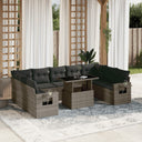 vidaXL 10-Piece Lounge Set with Cushions Poly Rattan Black
