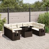 vidaXL 10-Piece Lounge Set with Cushions Poly Rattan Black