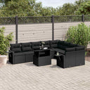 vidaXL 10-Piece Lounge Set with Cushions Poly Rattan Black