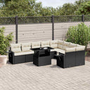 vidaXL 10-Piece Lounge Set with Cushions Poly Rattan Black