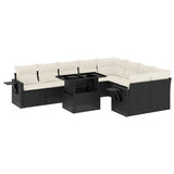 vidaXL 10-Piece Lounge Set with Cushions Poly Rattan Black
