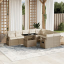 vidaXL 10-Piece Lounge Set with Cushions Poly Rattan Black