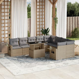 vidaXL 10-Piece Lounge Set with Cushions Poly Rattan Black