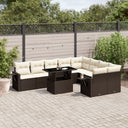vidaXL 10-Piece Lounge Set with Cushions Poly Rattan Black