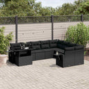 vidaXL 10-piece Lounge Set with Cushions Poly Rattan Black