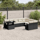 vidaXL 10-piece Lounge Set with Cushions Poly Rattan Black