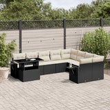 vidaXL 10-piece Lounge Set with Cushions Poly Rattan Black