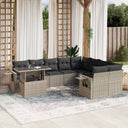 vidaXL 10-piece Lounge Set with Cushions Poly Rattan Black