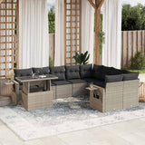 vidaXL 10-piece Lounge Set with Cushions Poly Rattan Black