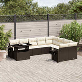 vidaXL 10-piece Lounge Set with Cushions Poly Rattan Black