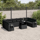 vidaXL 11-Piece Lounge Set with Cushions Poly Rattan Black