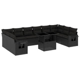 vidaXL 11-Piece Lounge Set with Cushions Poly Rattan Black