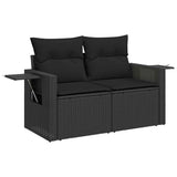 vidaXL 11-Piece Lounge Set with Cushions Poly Rattan Black