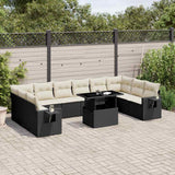 vidaXL 11-Piece Lounge Set with Cushions Poly Rattan Black