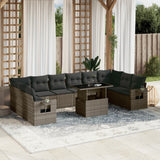 vidaXL 11-Piece Lounge Set with Cushions Poly Rattan Black