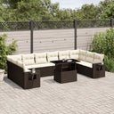 vidaXL 11-Piece Lounge Set with Cushions Poly Rattan Black