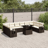 vidaXL 11-Piece Lounge Set with Cushions Poly Rattan Black