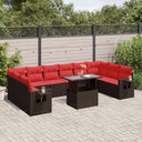 vidaXL 11-delige tuinbankset met kussens, grijs polyrotan