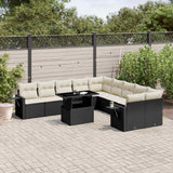vidaXL 11-Piece Lounge Set with Cushions Poly Rattan Black