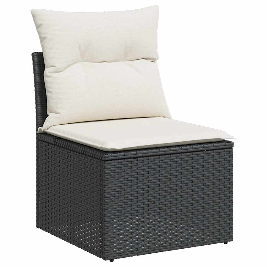 vidaXL 11-Piece Lounge Set with Cushions Poly Rattan Black