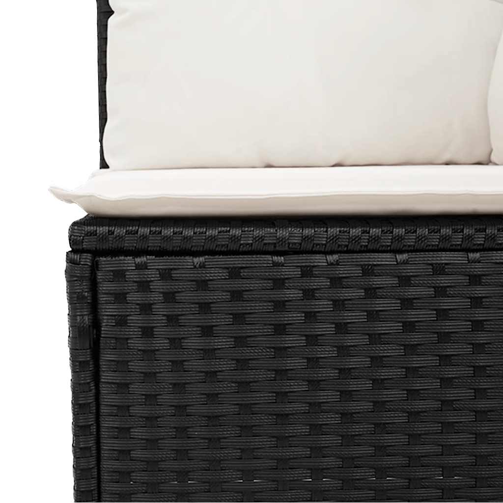 vidaXL 11-Piece Lounge Set with Cushions Poly Rattan Black