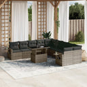 vidaXL 11-Piece Lounge Set with Cushions Poly Rattan Black