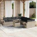 vidaXL 11-Piece Lounge Set with Cushions Poly Rattan Black