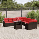 vidaXL 11-delige tuinbankset met kussens, grijs polyrotan
