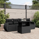vidaXL 5-Piece Lounge Set with Cushions Poly Rattan Black
