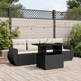 vidaXL 5-Piece Lounge Set with Cushions Poly Rattan Black