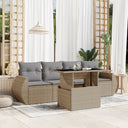 vidaXL 5-Piece Lounge Set with Cushions Poly Rattan Black