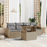 vidaXL 5-Piece Lounge Set with Cushions Poly Rattan Black