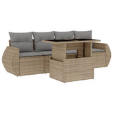vidaXL 5-Piece Lounge Set with Cushions Poly Rattan Black