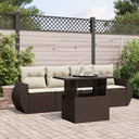 vidaXL 5-Piece Lounge Set with Cushions Poly Rattan Black