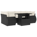 vidaXL 7-delige Loungeset met kussens poly rattan zwart