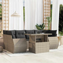 vidaXL 7-delige Loungeset met kussens poly rattan zwart