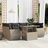 vidaXL 7-delige Loungeset met kussens poly rattan zwart