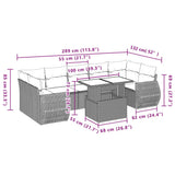 vidaXL 8-delige Loungeset met kussens poly rattan zwart