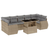 vidaXL 8-delige Loungeset met kussens poly rattan zwart